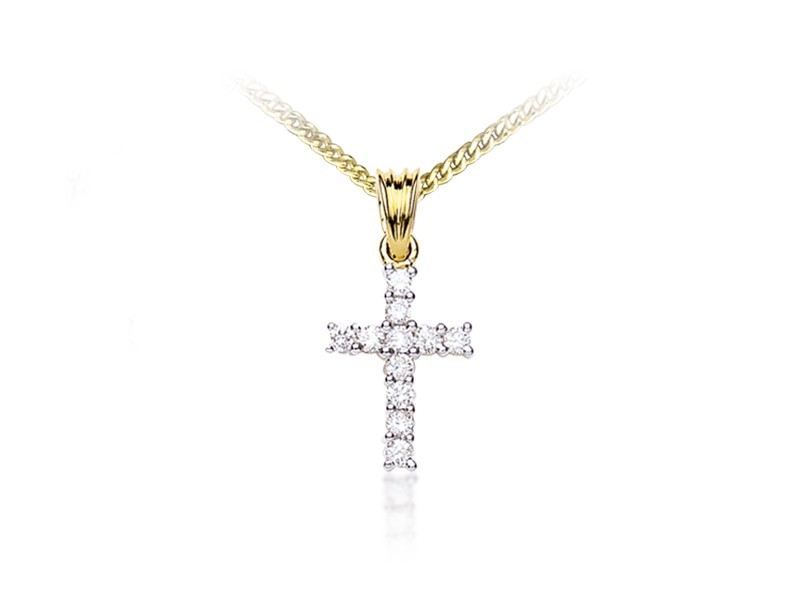 18ct Yellow Gold Cross with 0.25ct Diamonds.