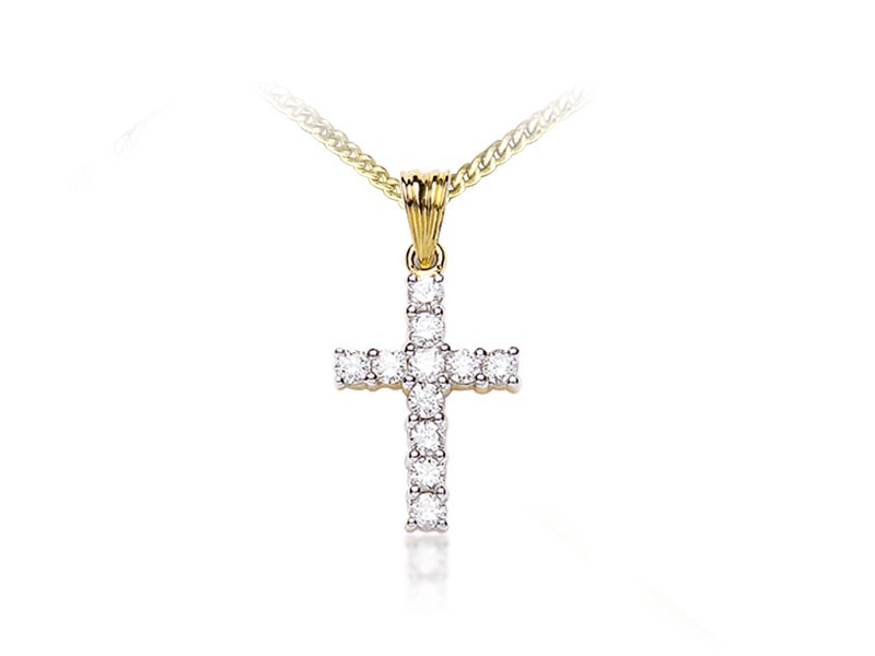 18ct Yellow Gold Cross with 0.50ct Diamonds.