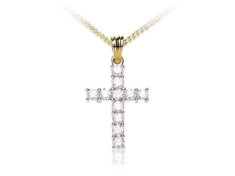 18ct Yellow Gold Cross with 1.00ct Diamonds. 