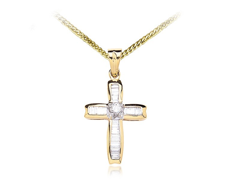 18ct Yellow Gold Cross with 0.50ct Diamonds. 