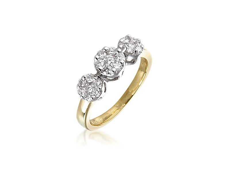 3 stone 18ct Yellow & White Gold ring with 0.50ct Diamonds in white gold mount.