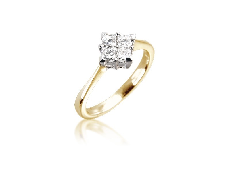 18ct Yellow & White Gold ring with 0.50ct Diamonds in white gold mount.