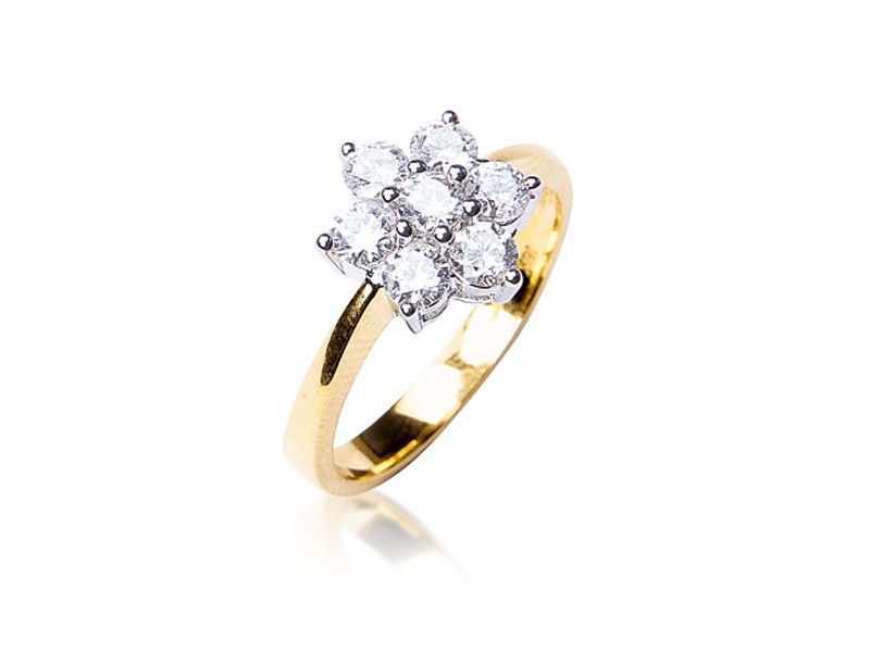 18ct Yellow & White Gold ring with 1.00ct Diamonds in white gold mount.