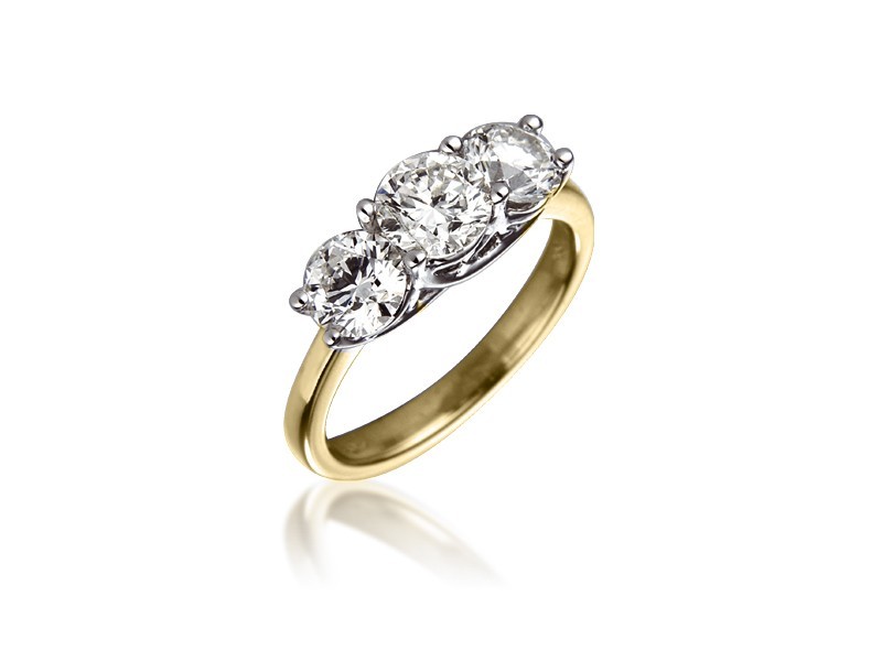 3 stone 18ct Yellow & White Gold ring with 2.00ct Diamonds in white gold mount.