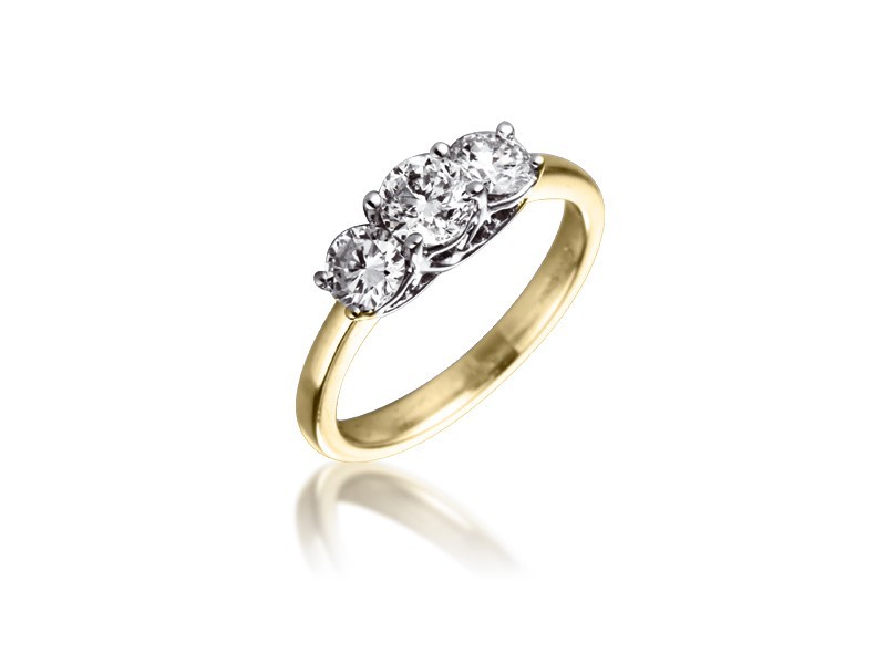 3 stone 18ct Yellow & White Gold ring with 1.00ct Diamonds in white gold mount.