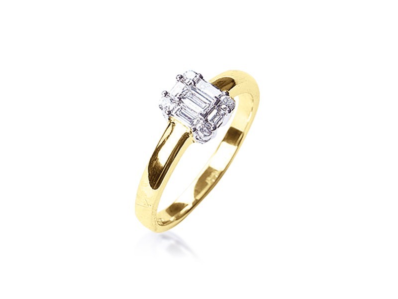 18ct Yellow & White Gold 0.30ct Diamond Cluster Engagement Ring