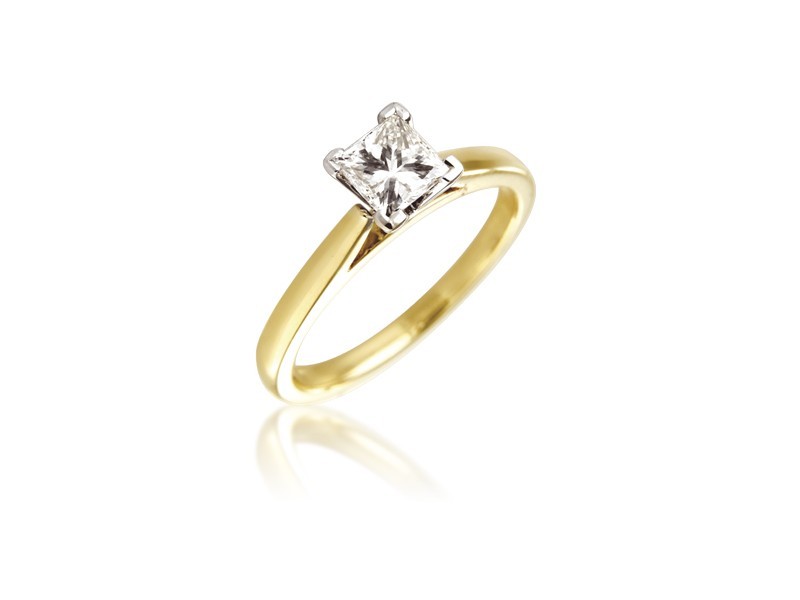 18ct Yellow & White Gold 0.50ct Diamond Solitaire Engagement Ring