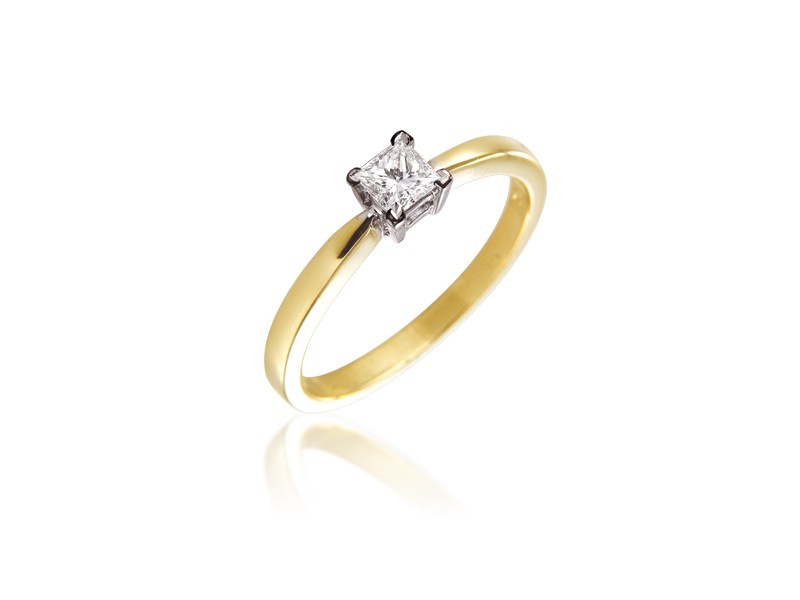 18ct Yellow & White Gold 0.33ct Diamond Solitaire Engagement Ring