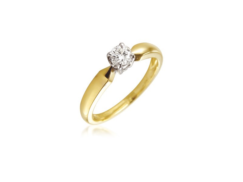 18ct Yellow & White Gold 0.20ct Diamond Solitaire Engagement Ring