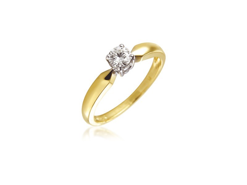 18ct Yellow & White Gold 0.25ct Diamond Solitaire Engagement Ring