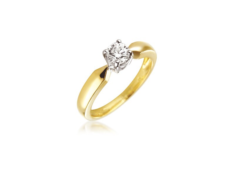 18ct Yellow & White Gold 0.33ct Diamond Solitaire Engagement Ring