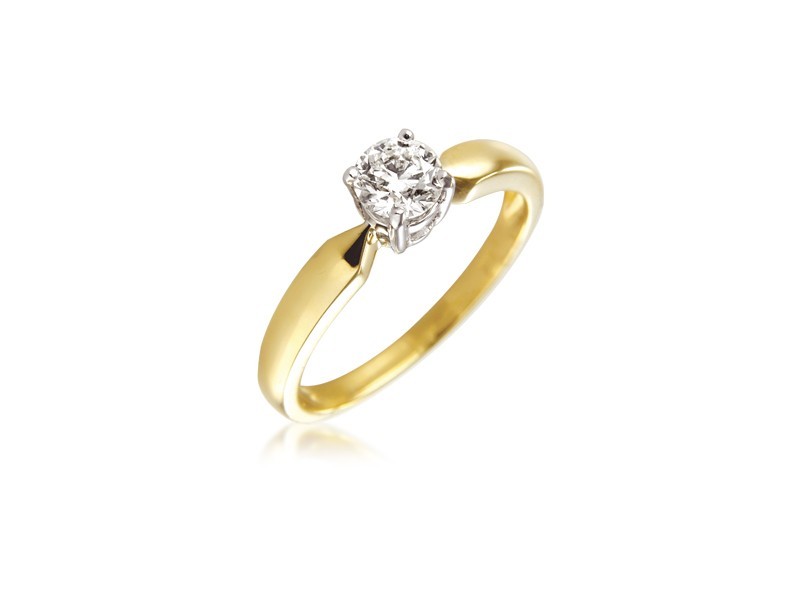 18ct Yellow & White Gold 0.40ct Diamond Solitaire Engagement Ring