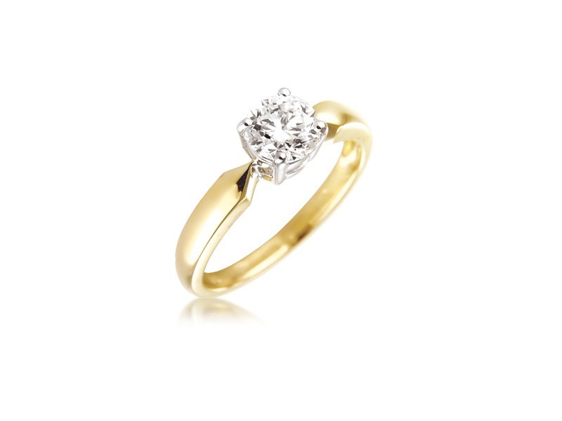 18ct Yellow & White Gold 0.75ct Diamond Solitaire Engagement Ring