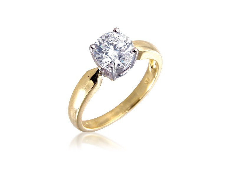 18ct Yellow & White Gold 1.50ct Diamond Solitaire Engagement Ring