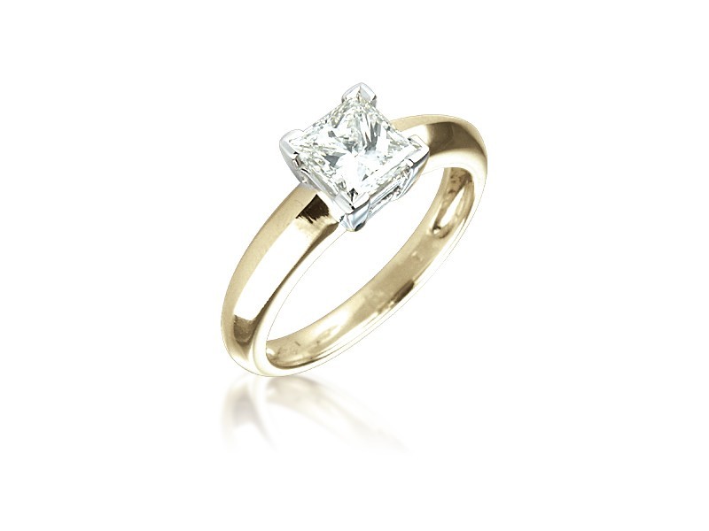 18ct Yellow & White Gold 1.00ct Diamond Solitaire Engagement Ring