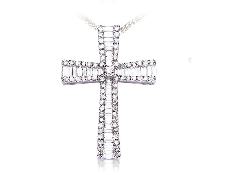 18ct White Gold Cross with 1.25ct Diamonds. 