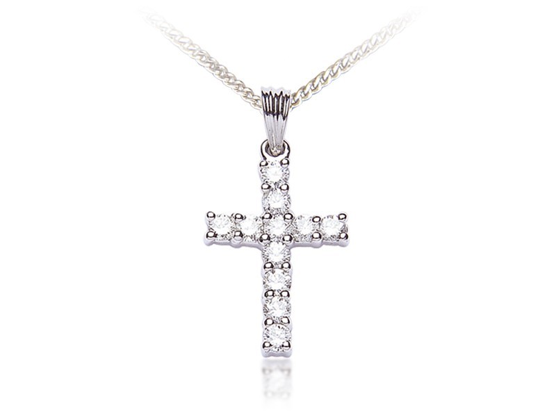 18ct White Gold Cross with 1.00ct Diamonds. 