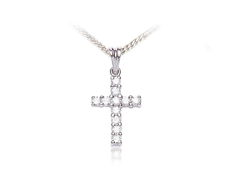 18ct White Gold Cross with 0.50ct Diamonds. 