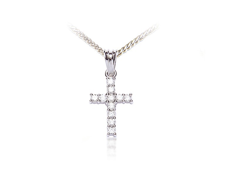 18ct White Gold Cross with 0.25ct Diamonds.