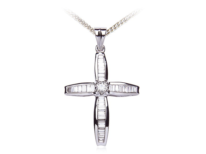 18ct White Gold Cross with 1.00ct Diamonds.