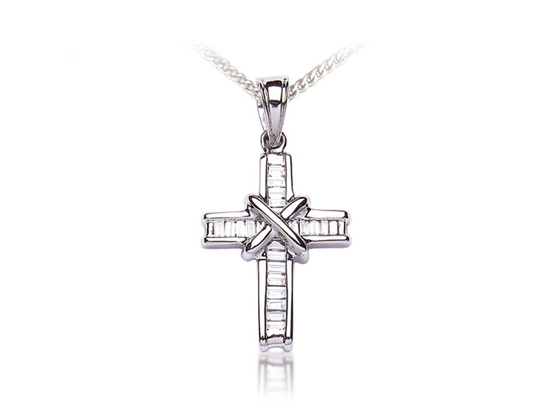 18ct White Gold Cross with 0.50ct Diamonds.