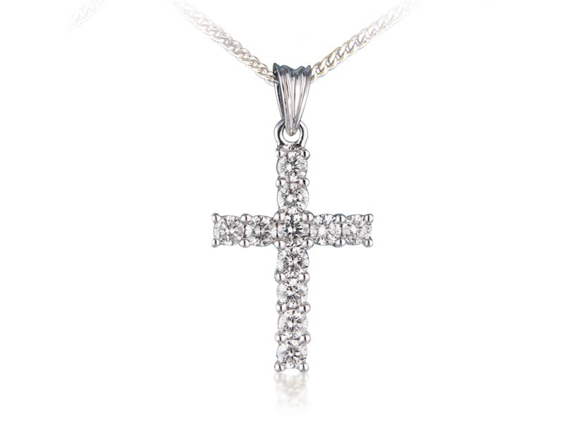 18ct White Gold Cross with 1.50ct Diamonds. 