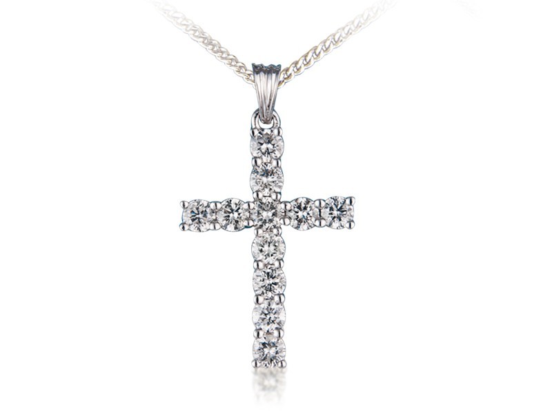 18ct White Gold Cross with 2.00ct Diamonds. 