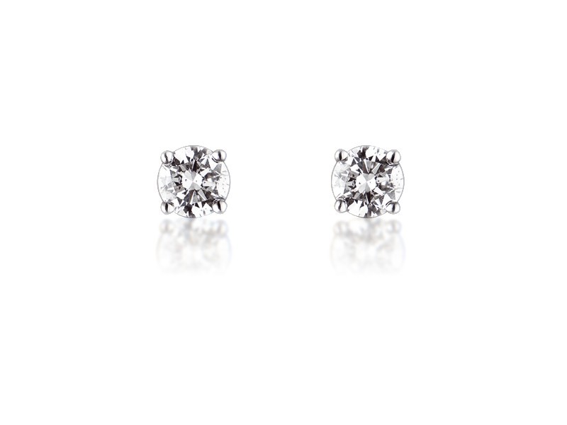 18ct White Gold Earrings  with Single Stone Brilliant Cut 1.00ct   Diamonds.