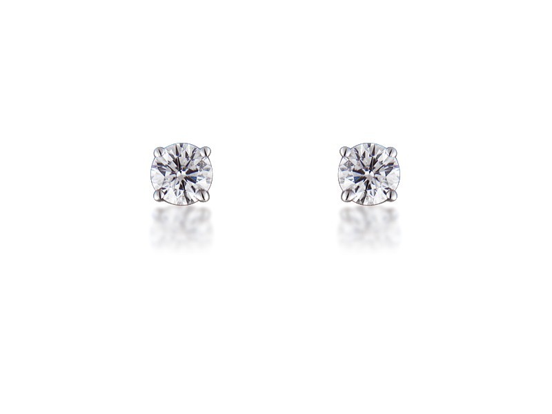 18ct White Gold Earrings  with Single Stone Brilliant Cut 0.75ct Diamonds.