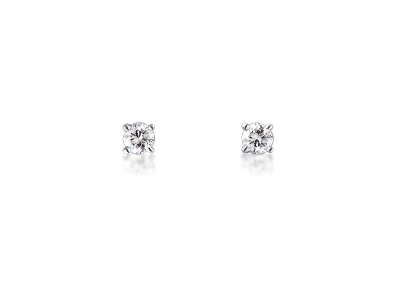 18ct White Gold Earrings  with Single Stone Brilliant Cut 0.25ct Diamonds.