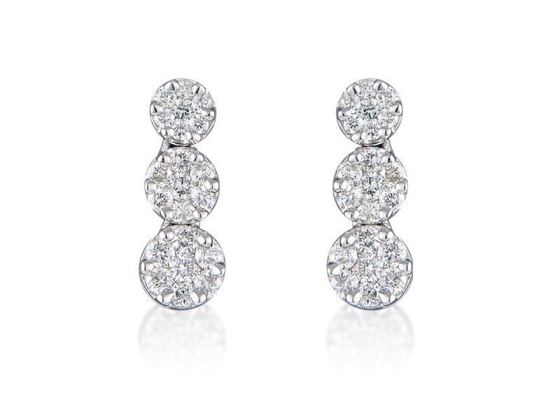 18ct White Gold Drop Earrings with 1.20ct Diamonds. 