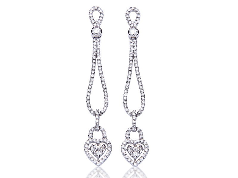 18ct White Gold Drop Earrings  with 2.25ct Diamonds.