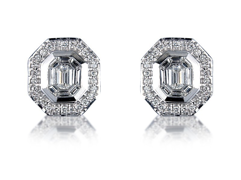 18ct White Gold Stud Earrings with 1.20ct Diamonds. 