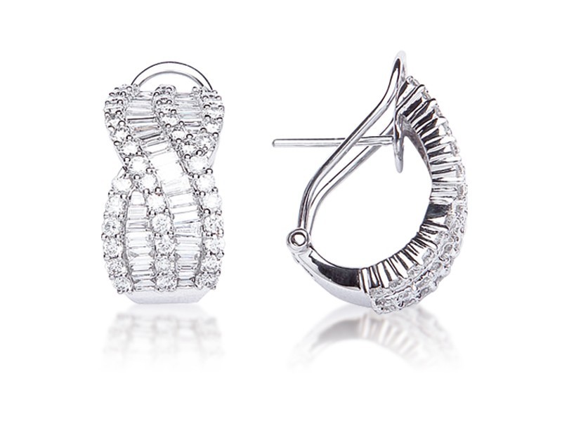 18ct White Gold Half Hoop Earrings with 2.80ct Diamonds. 