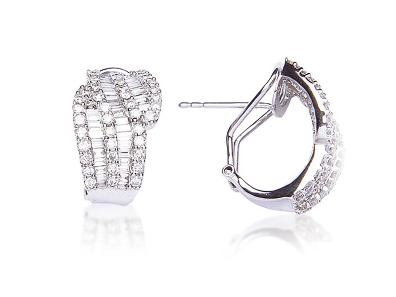 18ct White Gold Half Hoop Earrings with 1.85ct Diamonds