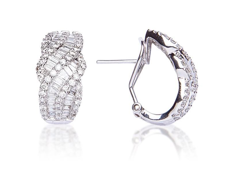 18ct White Gold Half Hoop Earrings with 2.00ct Diamonds. 