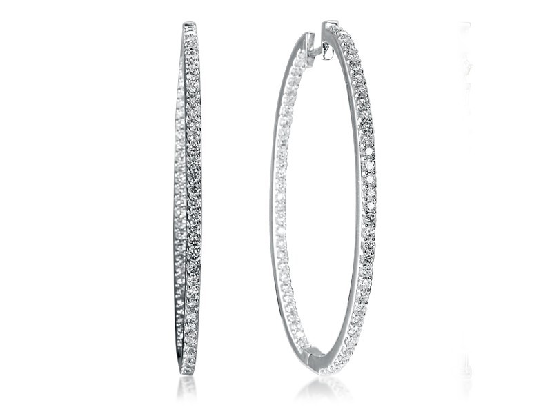 18ct White Gold Hoop Earrings with 2.90ct Diamonds.