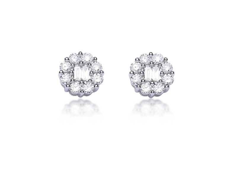 18ct White Gold Stud Earrings with 0.90ct Diamonds. 