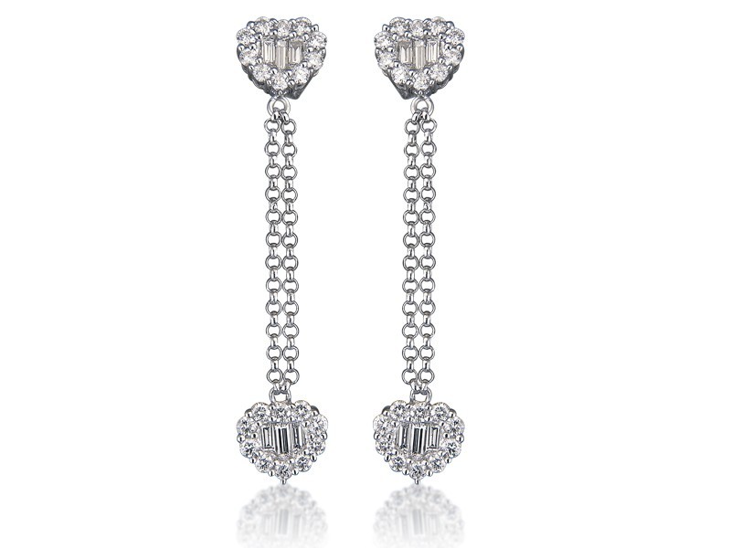 18ct White Gold Drop Earrings with 1.25ct Diamonds. 