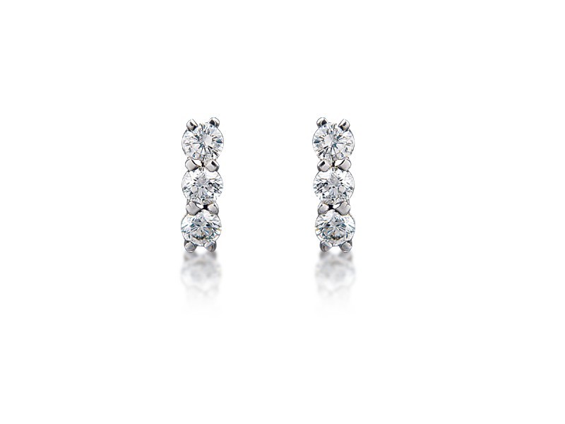 18ct White Gold Drop Earrings with 3 Brilliant Cut Diamonds. 0.55ct.