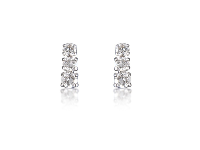 18ct White Gold Drop Earrings with 3 Brilliant Cut Diamonds. 0.60ct