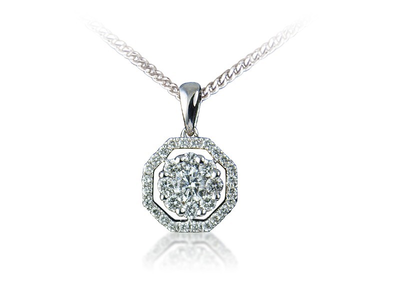 18ct White Gold Pendant with 0.50ct Diamonds. 