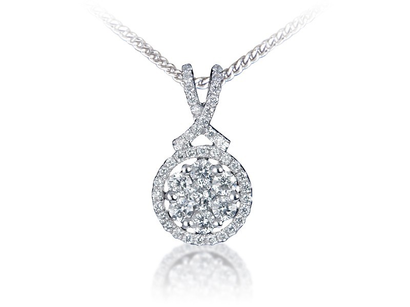 18ct White Gold Pendant with 0.60ct Diamonds.