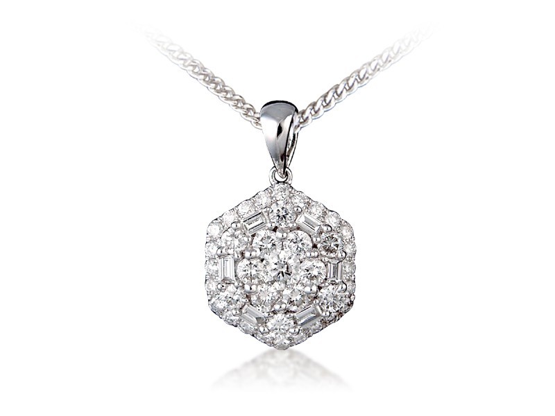 18ct White Gold Pendant with 0.80ct Diamonds.