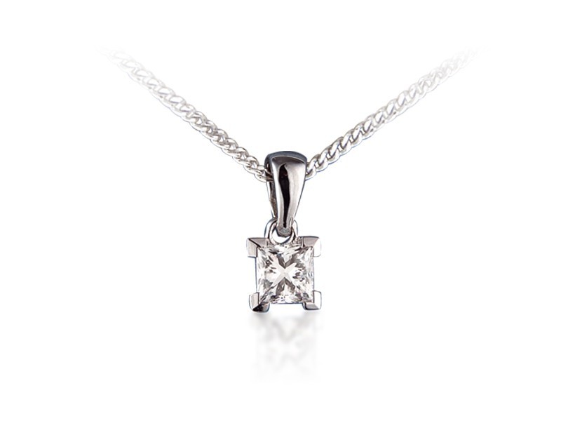 18ct White Gold Pendant with Princess Cut 0.50ct Diamond. 