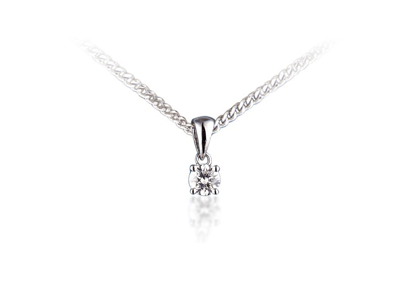 18ct White Gold Pendant with Brilliant Cut 0.15ct Diamond. 