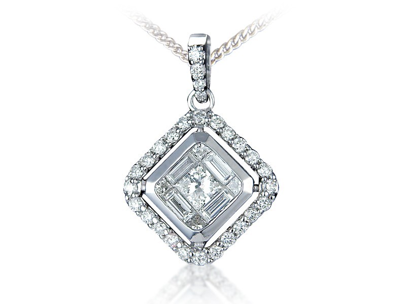 18ct White Gold Pendant with 1.10ct Diamonds.