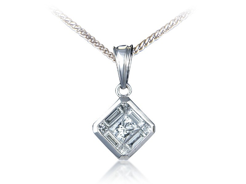 18ct White Gold Pendant with 0.65ct Diamonds. 