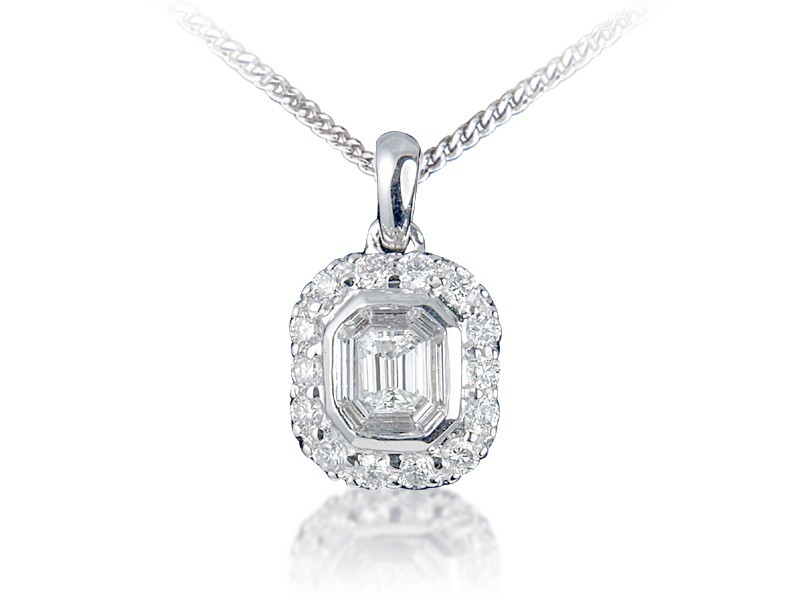 18ct White Gold Pendant with 1.00ct Diamonds. 