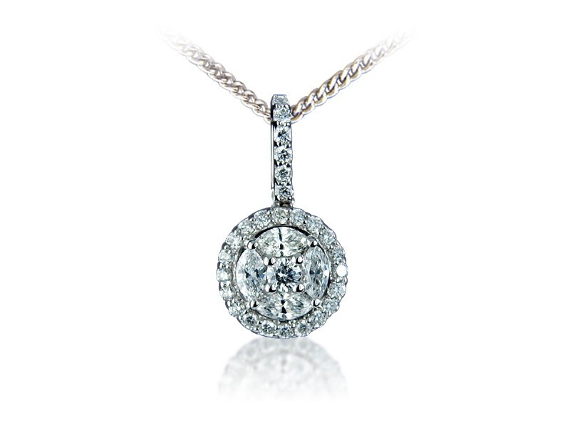 18ct White Gold Pendant with 0.50ct Diamonds. 